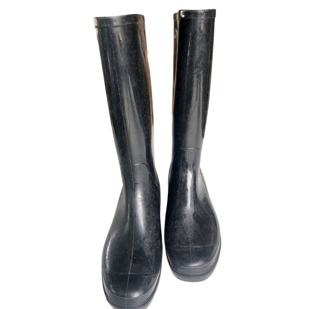 Rubber Rain Boots W7 M5.5 Black Waterproof Work boots‎ With Non Slip Tread